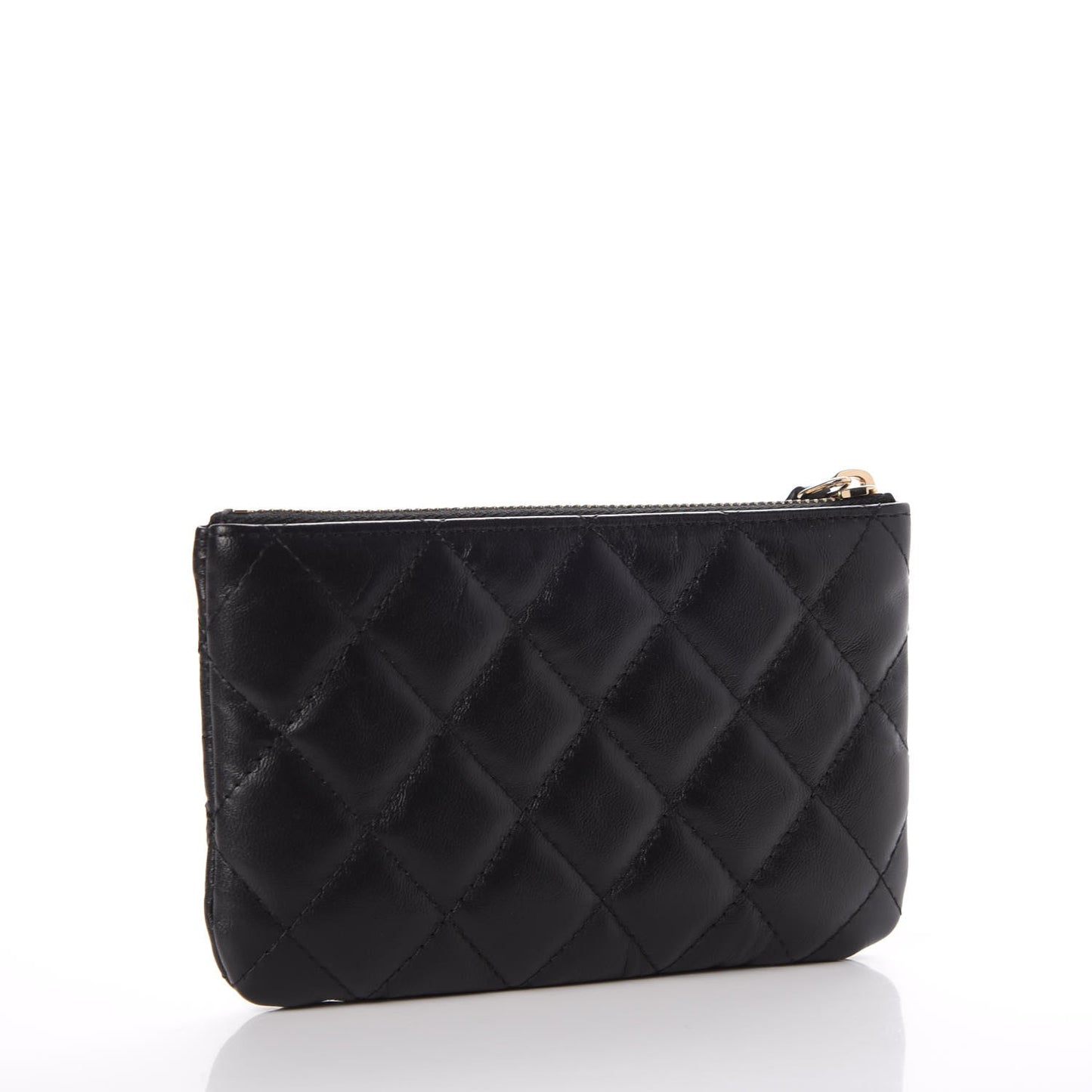 Aged Calfskin Quilted Small Lucky Charms Cosmetic Case Black