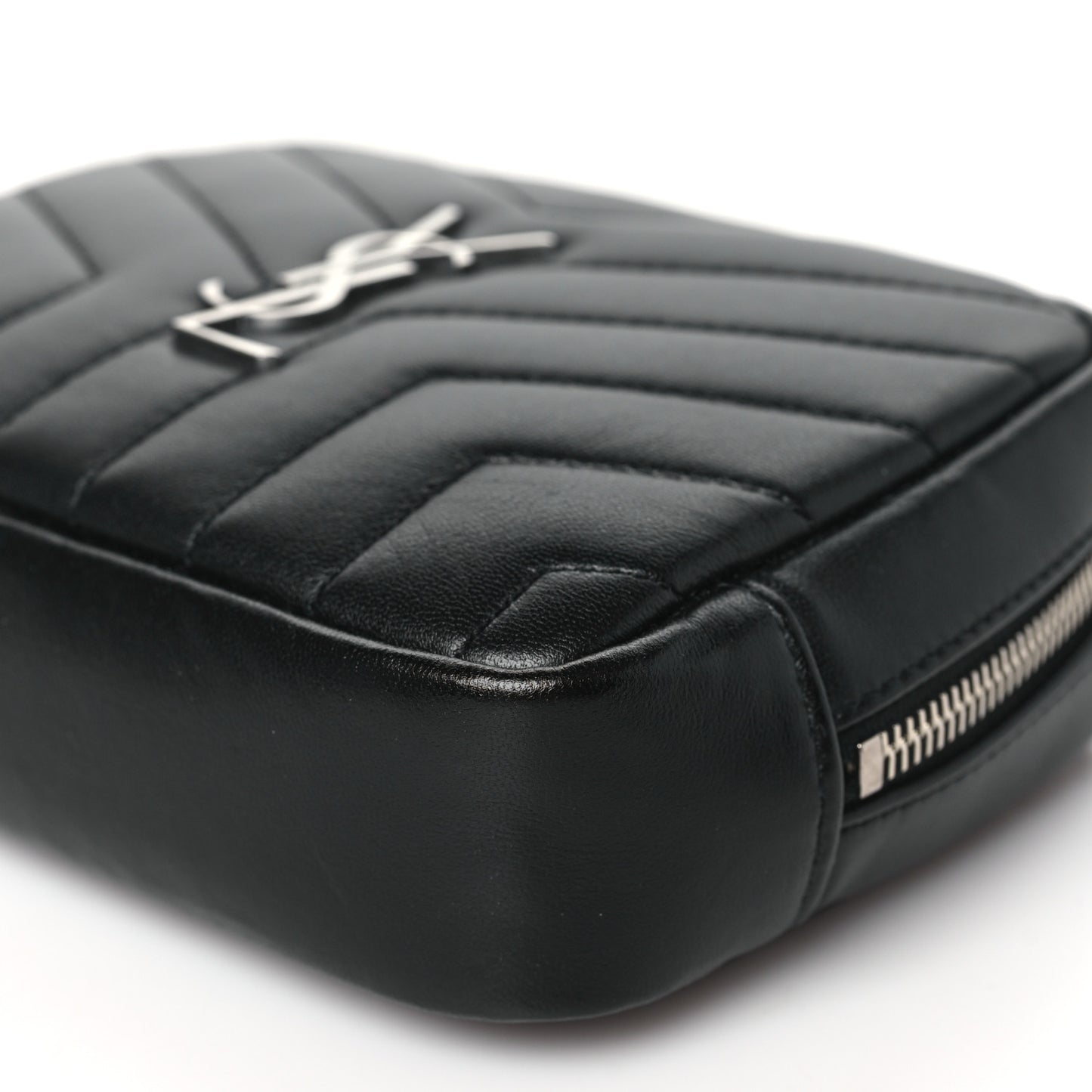 Lambskin Y Quilted Monogram Loulou Cosmetic Case Black