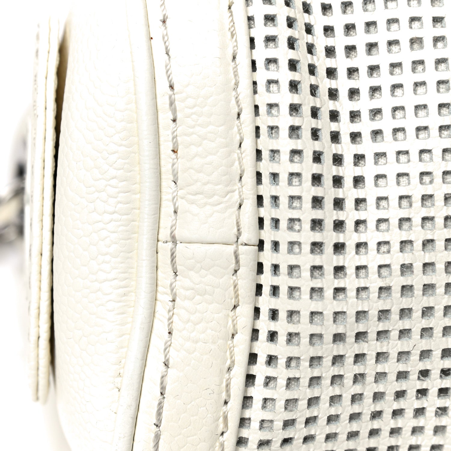 Chanel Caviar Perforated Pulley Shoulder Bag White 14 of 18