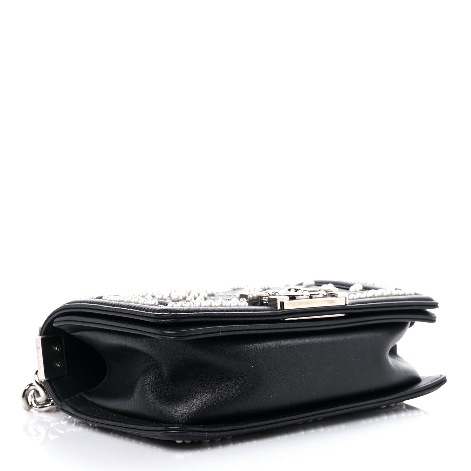 Chanel Calfskin Pearl Chevron Small Boy Flap Black 4 of 13