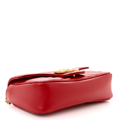 Gucci Calfskin Matelasse Super Mini GG Marmont Shoulder Bag Hibiscus Red 4 of 10