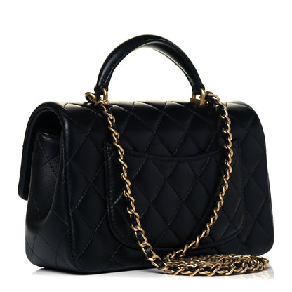 Chanel Lambskin Quilted Mini Top Handle Rectangular Flap Black 3 of 9