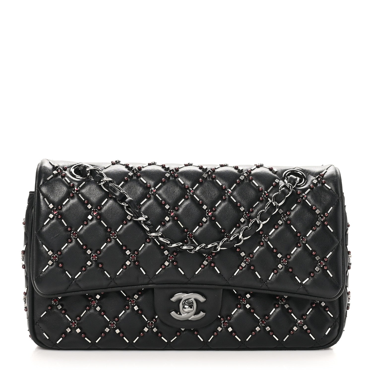 Chanel Lambskin Quilted Beaded Medium Double Flap Black 1 of 11