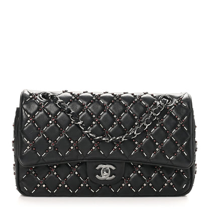 Chanel Lambskin Quilted Beaded Medium Double Flap Black 1 of 11
