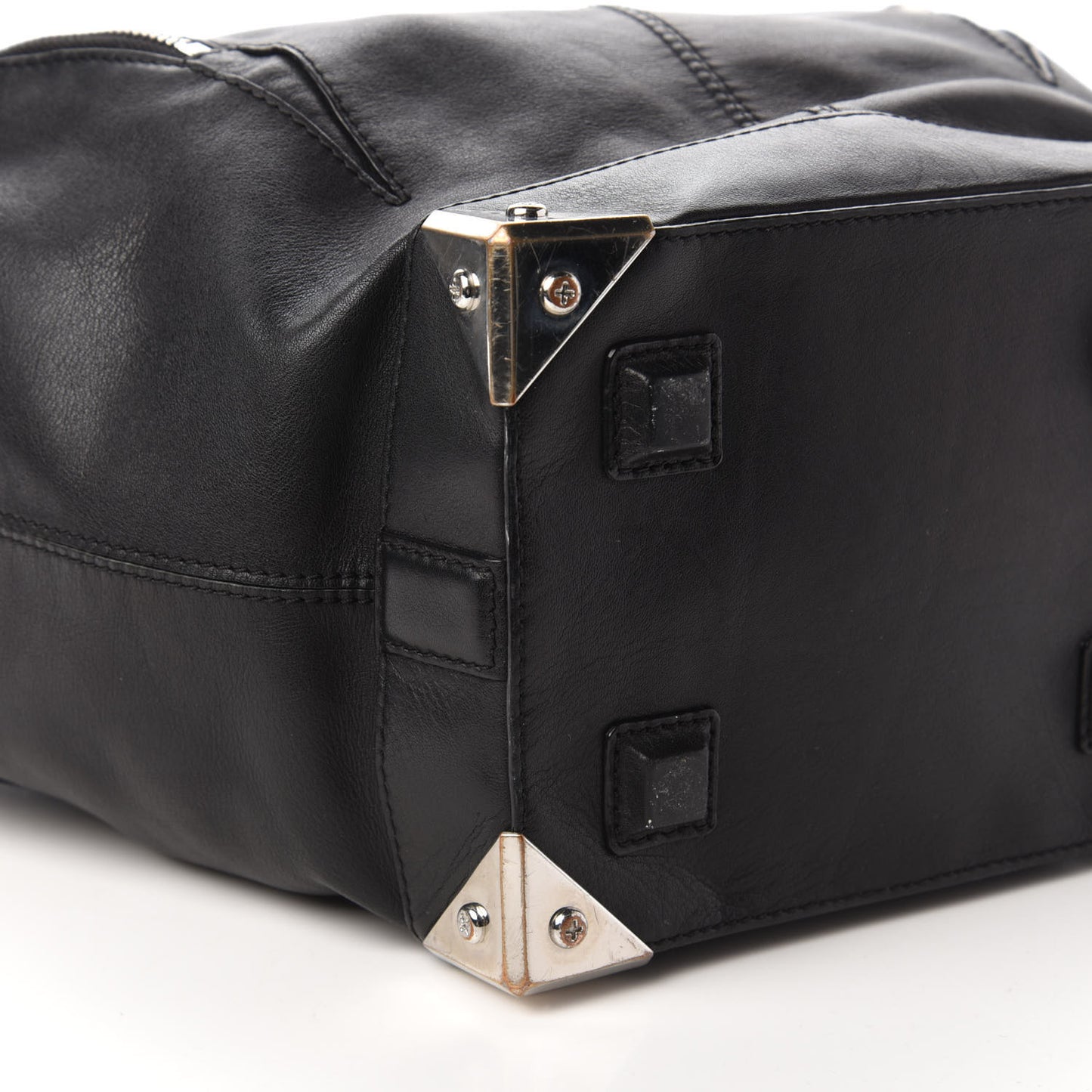 Calfskin Marina Top Handle Chain Satchel Black Rhodium Hardware