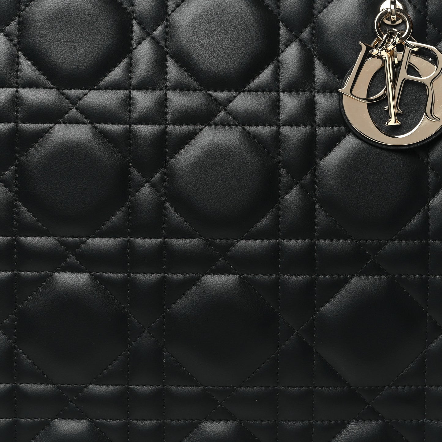 Calfskin Macro Cannage Medium Book Tote Black