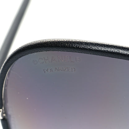 Chanel Metal Lambskin Polarized Pilot Fall Sunglasses 4227-Q Black 7 of 9
