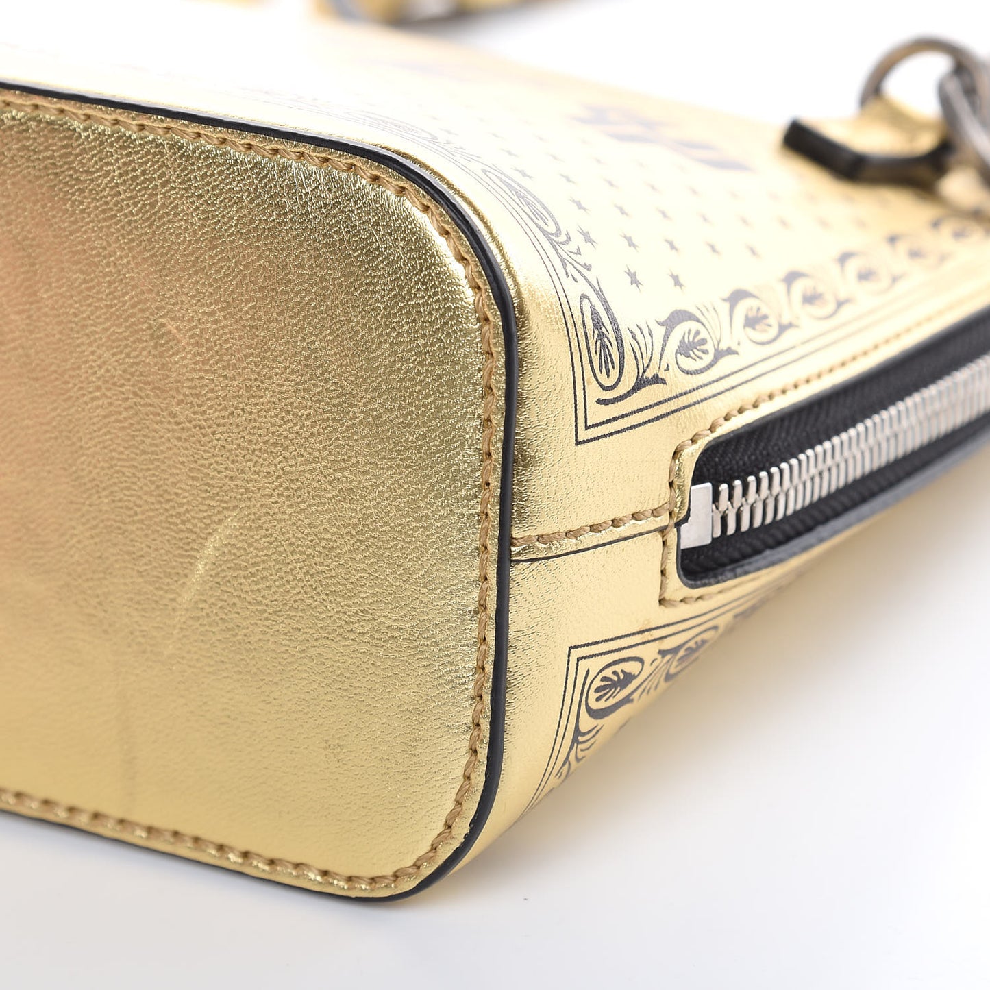 X SEGA Calfskin GUCCY Stars Mini Dome Shoulder Bag Gold