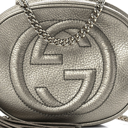Gucci Metallic Pebbled Calfskin Mini Soho Chain Bag Golden Beige 8 of 11