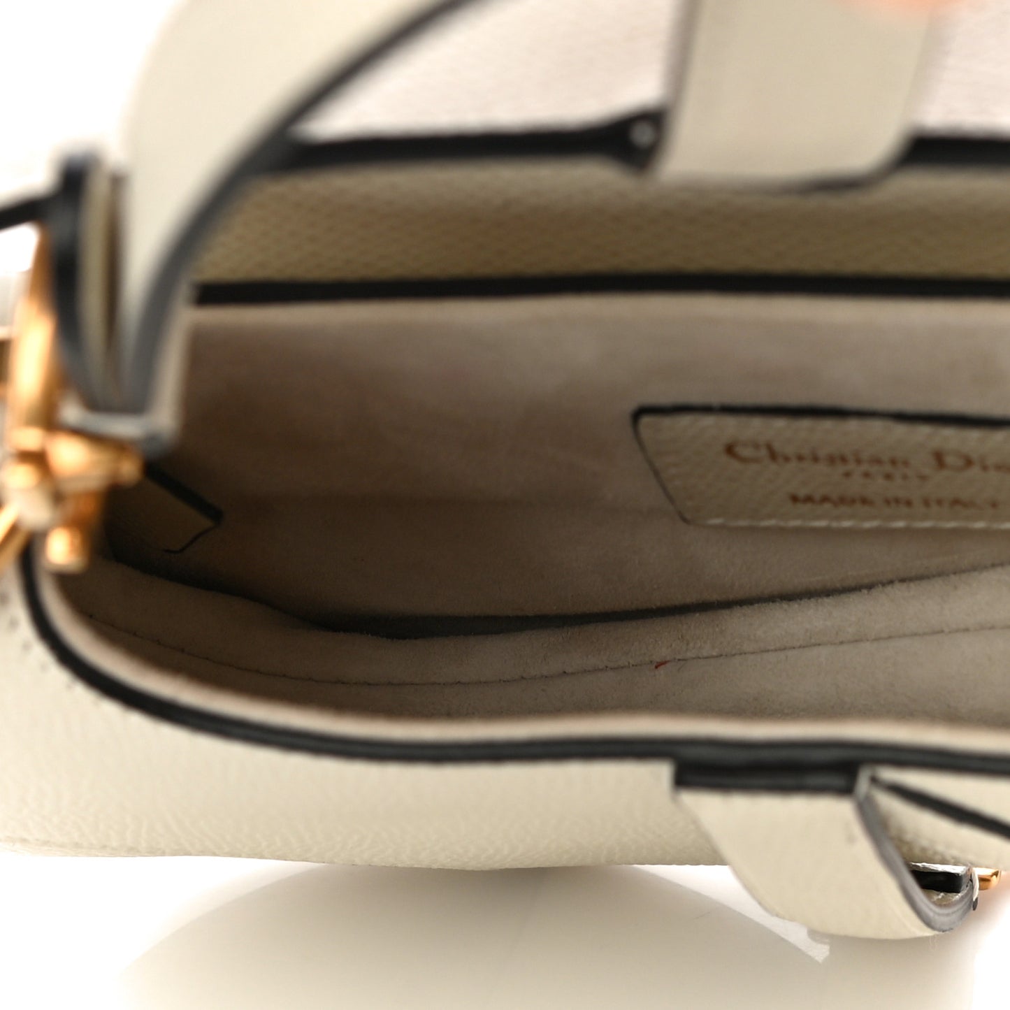 Grained Calfskin Saddle Bag White
