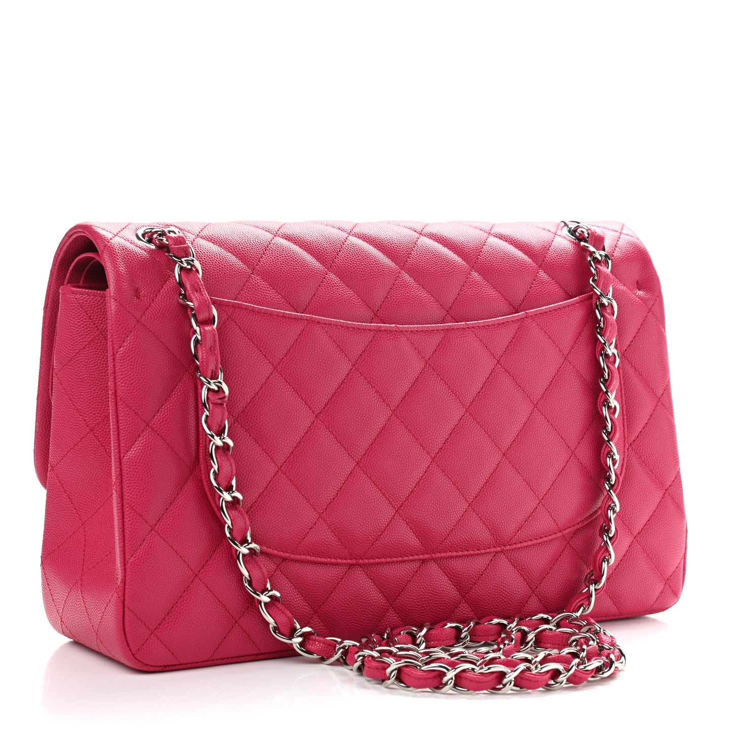 Caviar Quilted Jumbo Double Flap Dark Pink
