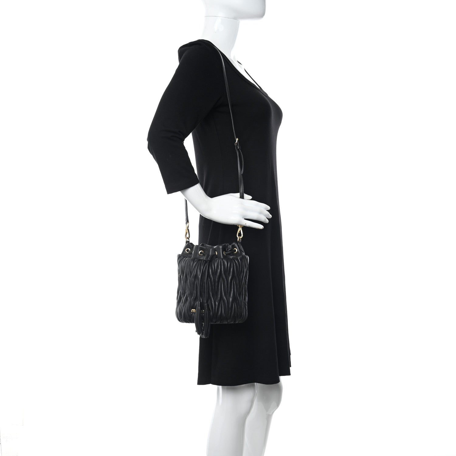 Miu Miu Nappa Matelasse Small Bucket Bag Black 2 of 11