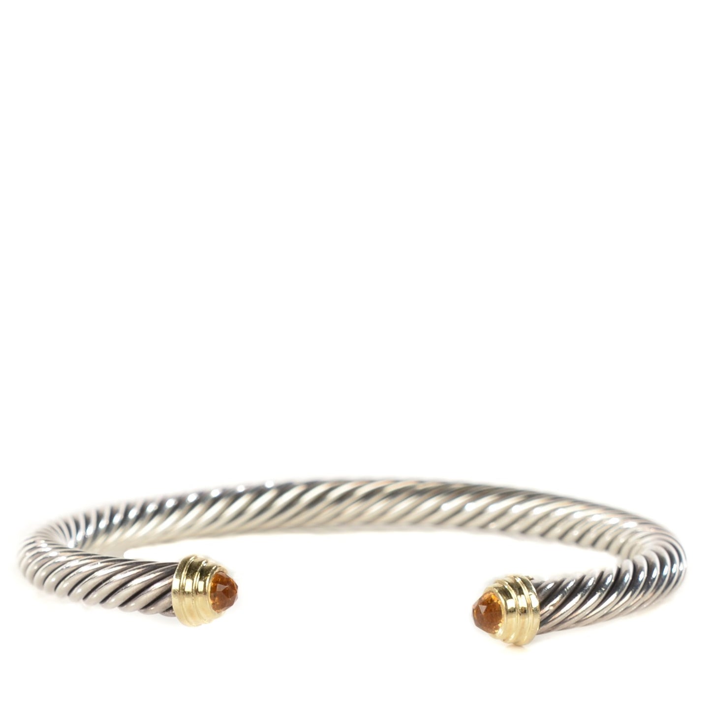 Sterling Silver 14K Yellow Gold Citrine 5mm Cable Classics Petite Color Bracelet