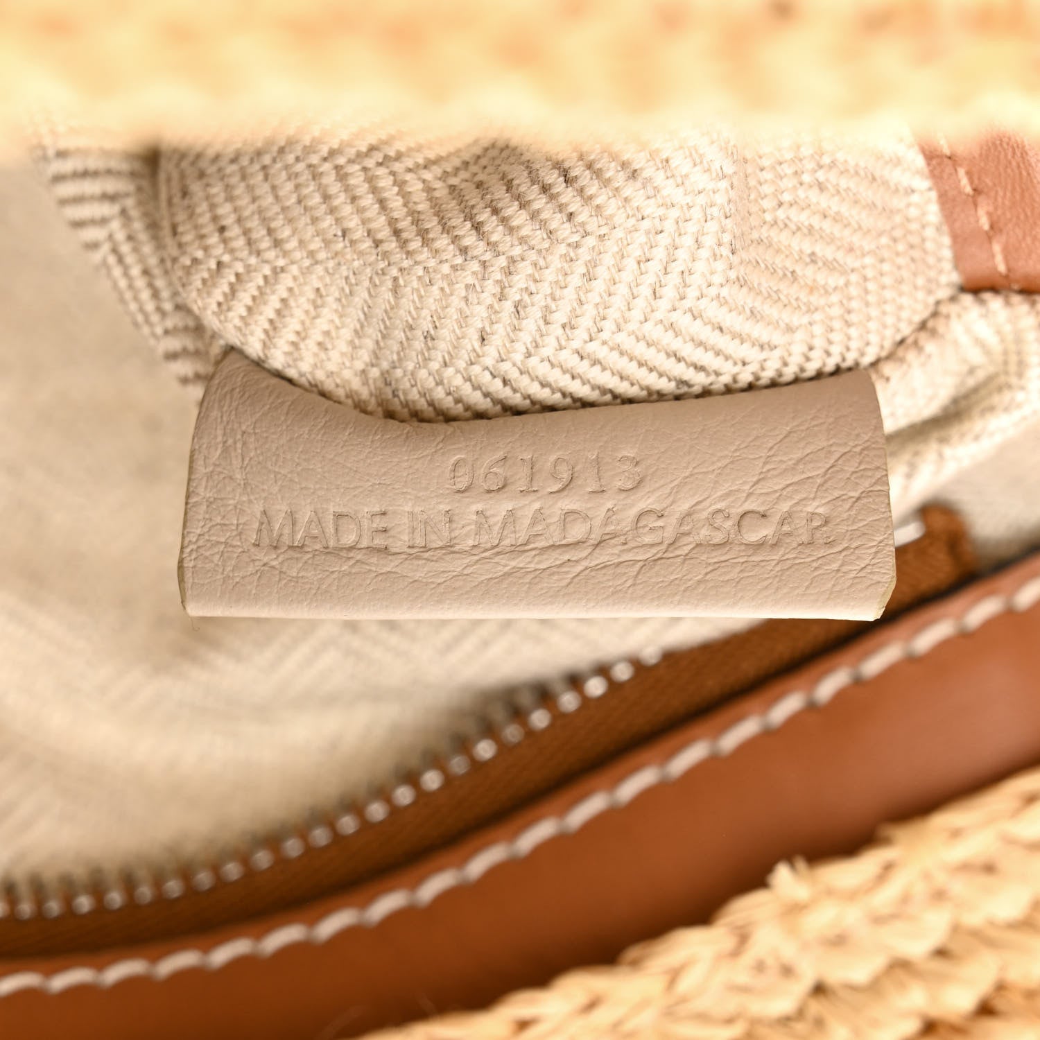 Loewe Calfskin Raffia Paulas Ibiza Pochette Bag Natural Tan 7 of 10