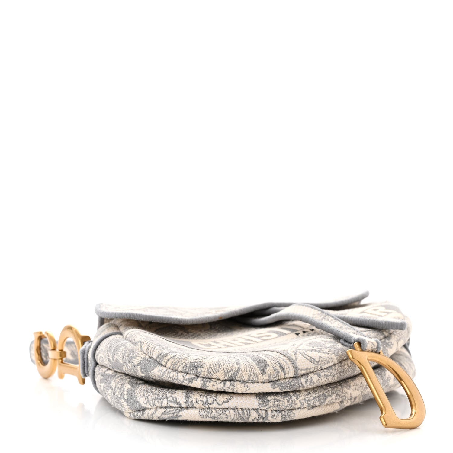 Christian Dior Canvas Embroidered Toile de Jouy Saddle Bag Gray 4 of 11