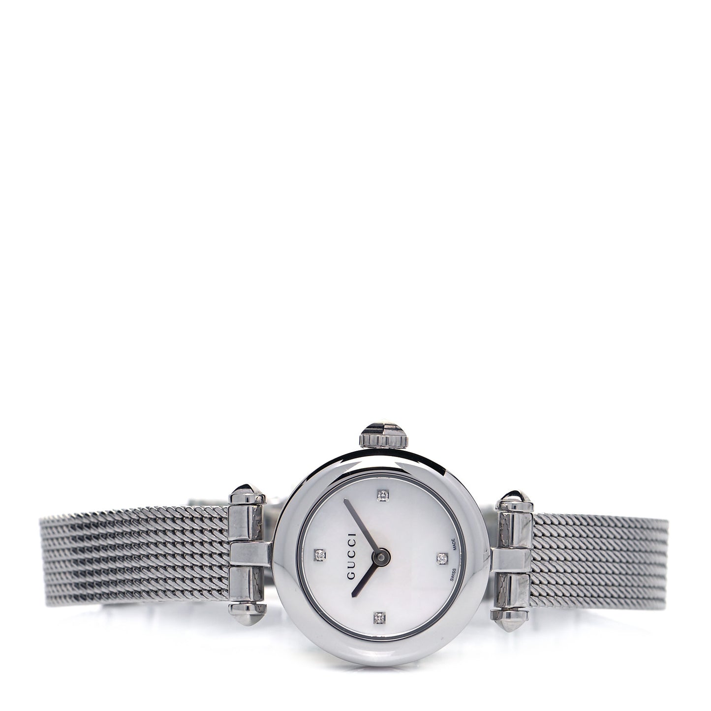 Stainless Steel Diamond Mother of Pearl 22mm Diamantissima Mesh Quartz Watch