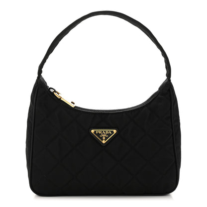 Prada Tessuto Nylon Stitched Shoulder Bag Black 1 of 13