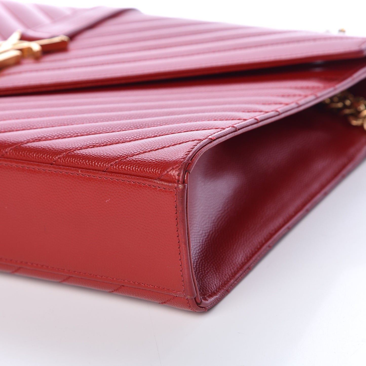 Grain De Poudre Matelasse Chevron Large Monogram Satchel Lipstick Red