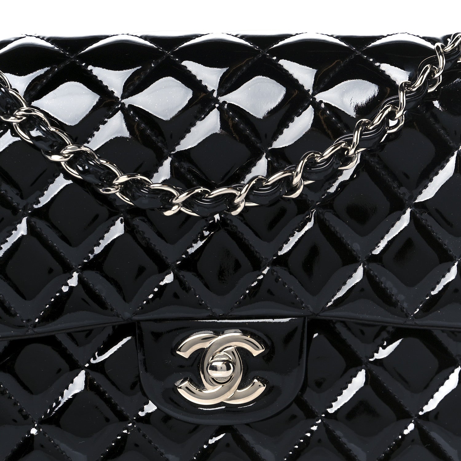 Chanel Patent Quilted Medium Double Flap Black 9 of 12