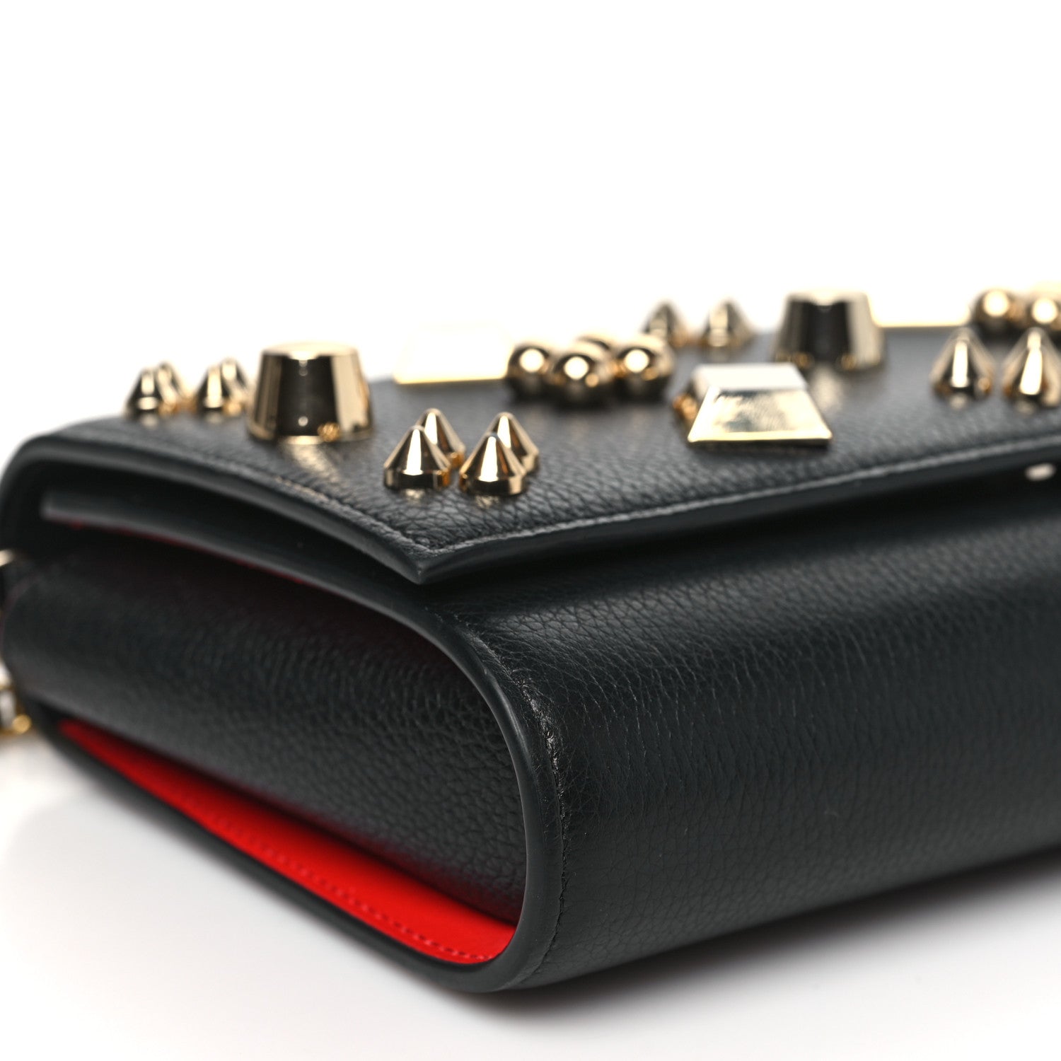 Christian Louboutin Calfskin Spikes Empire Paloma Clutch Black 9 of 11
