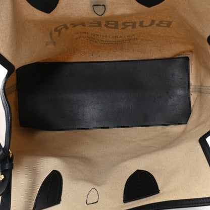 Burberry Cotton Soft Canvas Calfskin Medium Belt Tote Natural Black 6 of 12