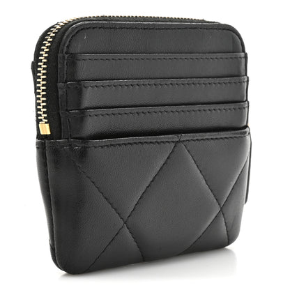 Chanel Lambskin Quilted Chanel 19 Zip Card Holder Wallet Black 3 of 10