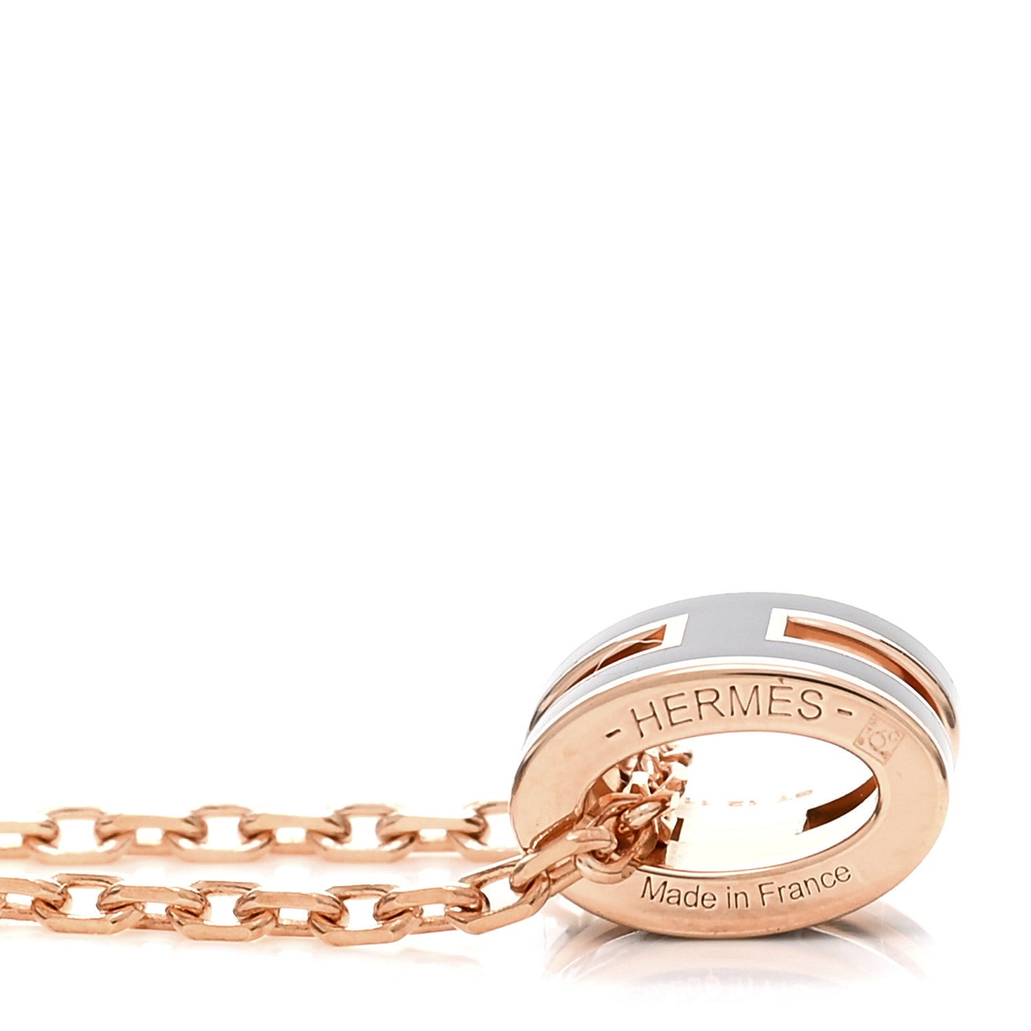 Hermes Lacquered Rose Gold Mini Pop H Pendant Necklace Black 3 of 3