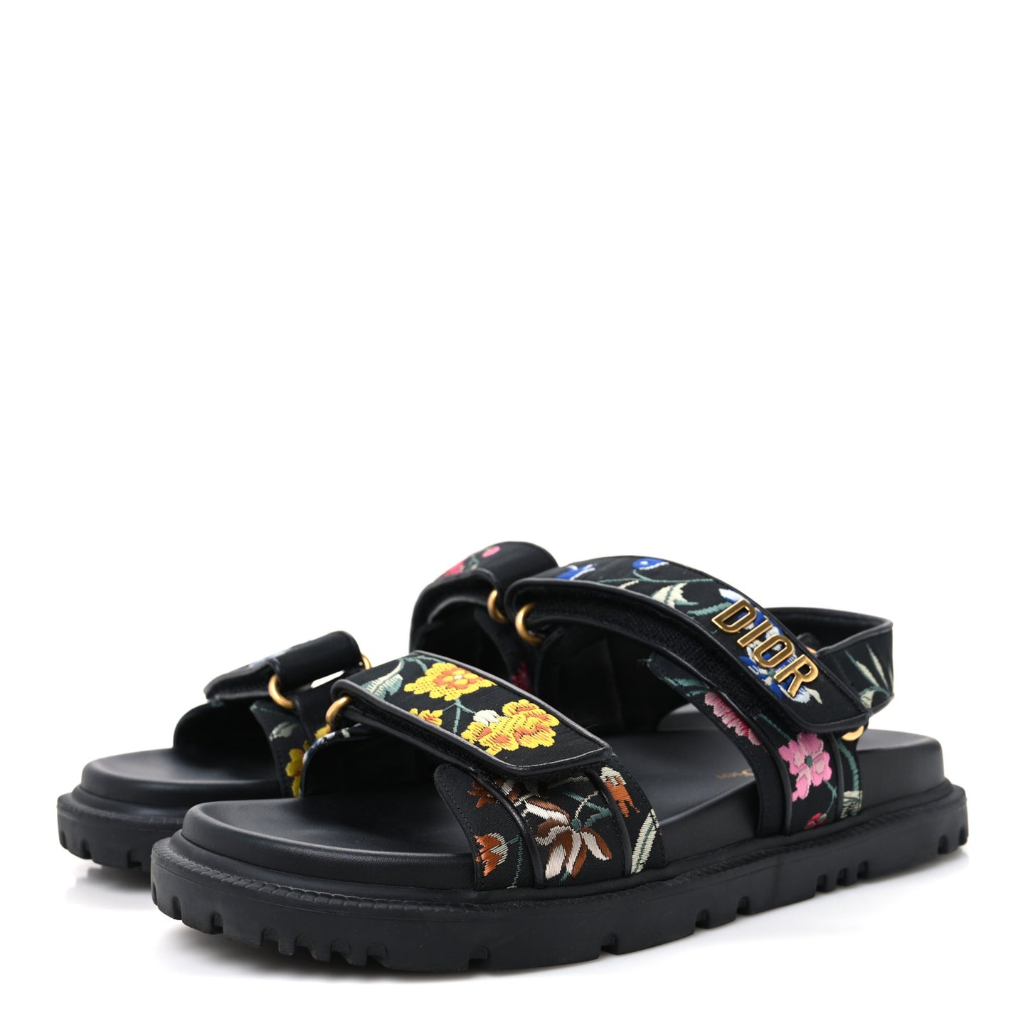 Technical Fabric Petites Fleurs Print Dioract Sandals 39.5 Black Multicolor