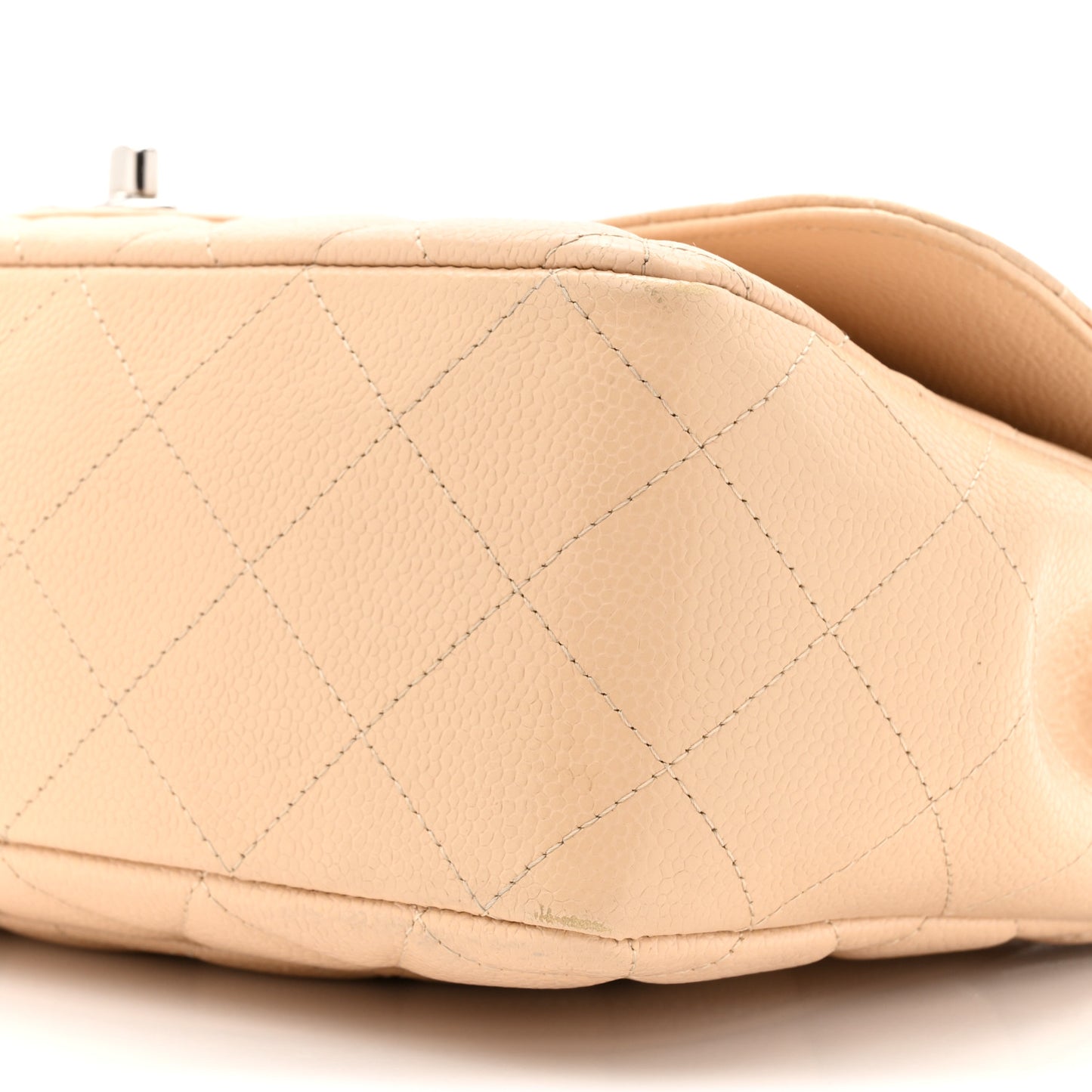 Caviar Quilted Jumbo Single Flap Beige