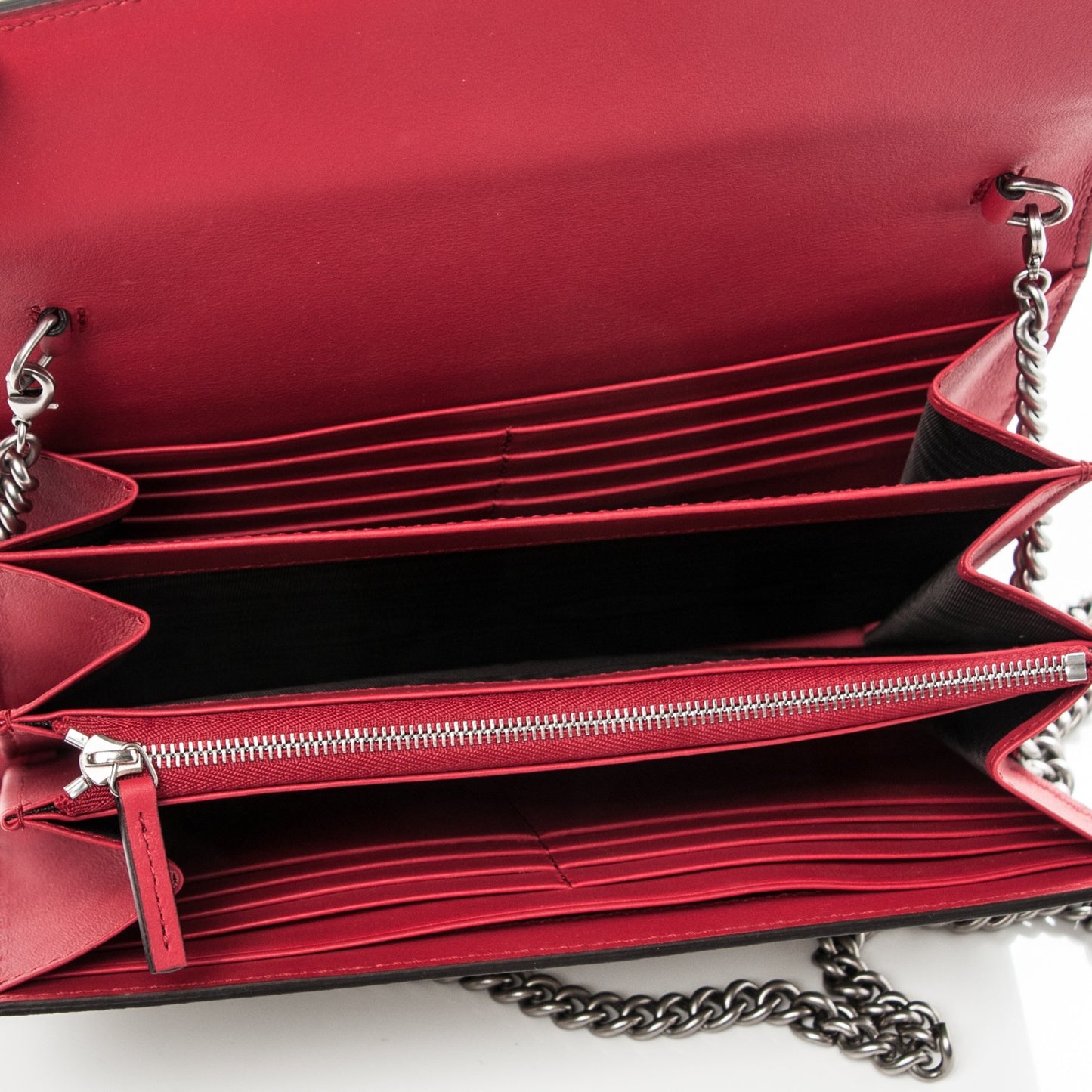 GG Supreme Monogram Mini Dionysus Chain Wallet Beige Vulcanic Red