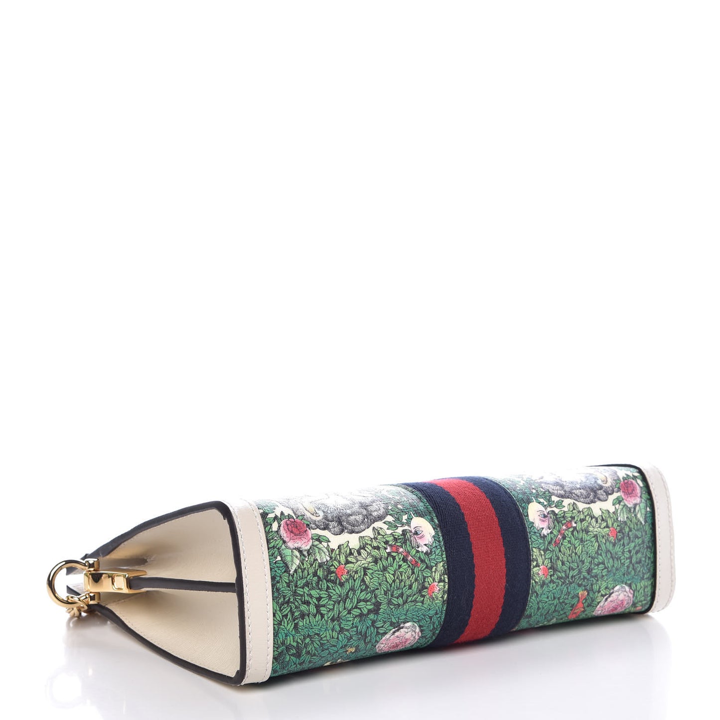 X YUKO HIGUCHI Canvas Calfskin GG Web Yuko Higuchi Print Small Ophidia Chain Shoulder Bag White