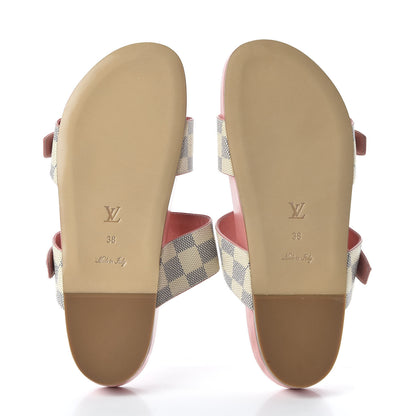 Louis Vuitton Damier Azur Bom Dia Flat Mules 38 Rose Clair 5 of 8