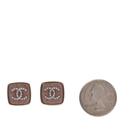 Chanel Crystal CC Square Earrings Pink Gold 2 of 4