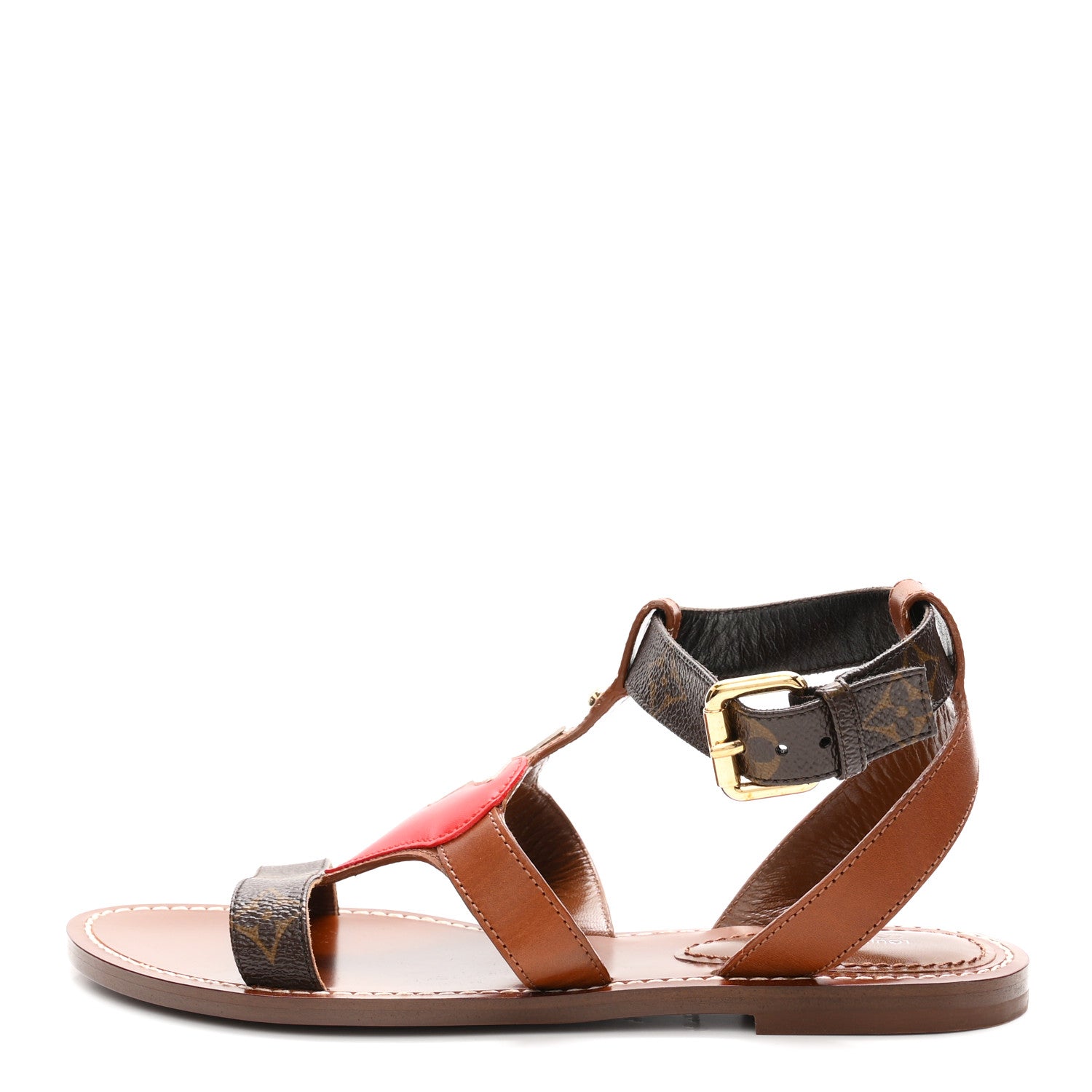 Louis Vuitton Calfskin Game On Playful Flat Sandals 37.5 Brown 1 of 10