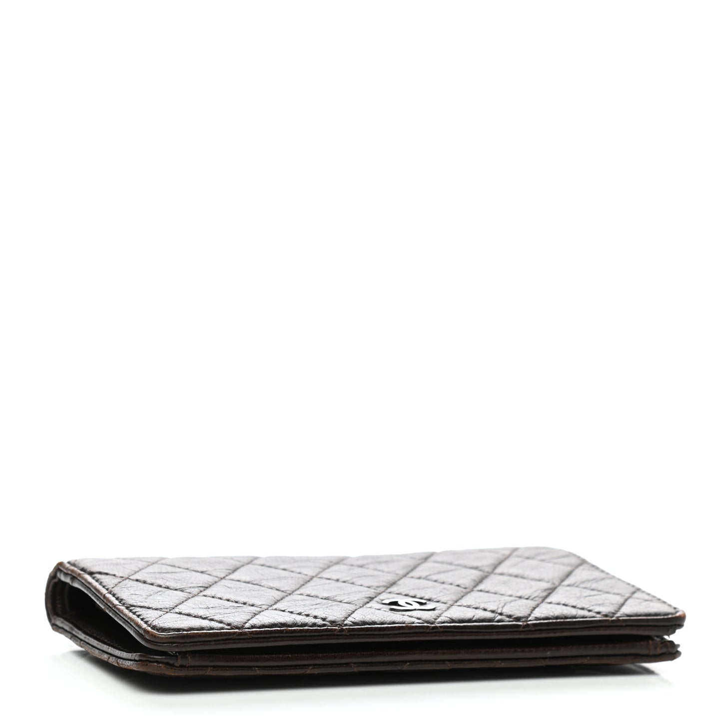 Lambskin Quilted Yen Wallet Dark Brown