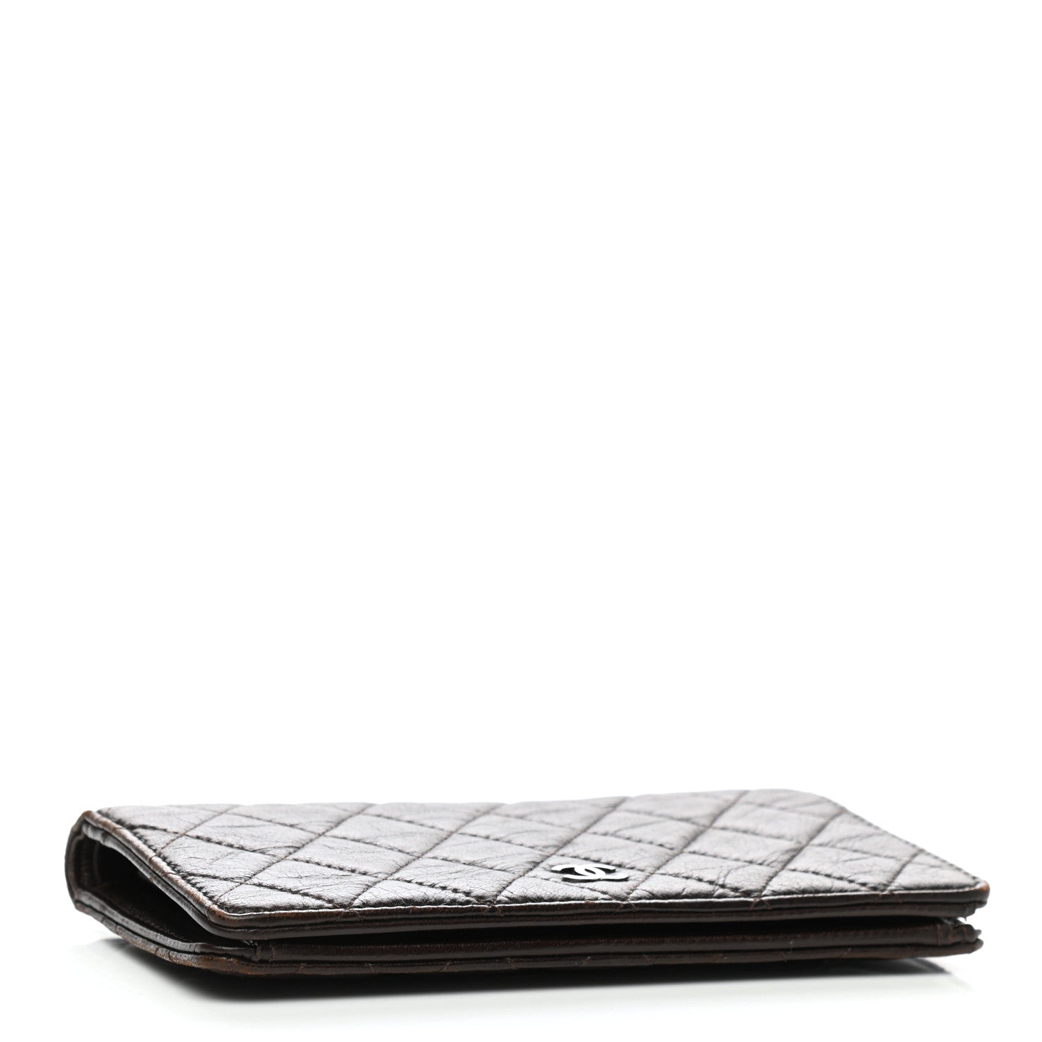 Chanel Lambskin Quilted Yen Wallet Dark Brown 4 of 8