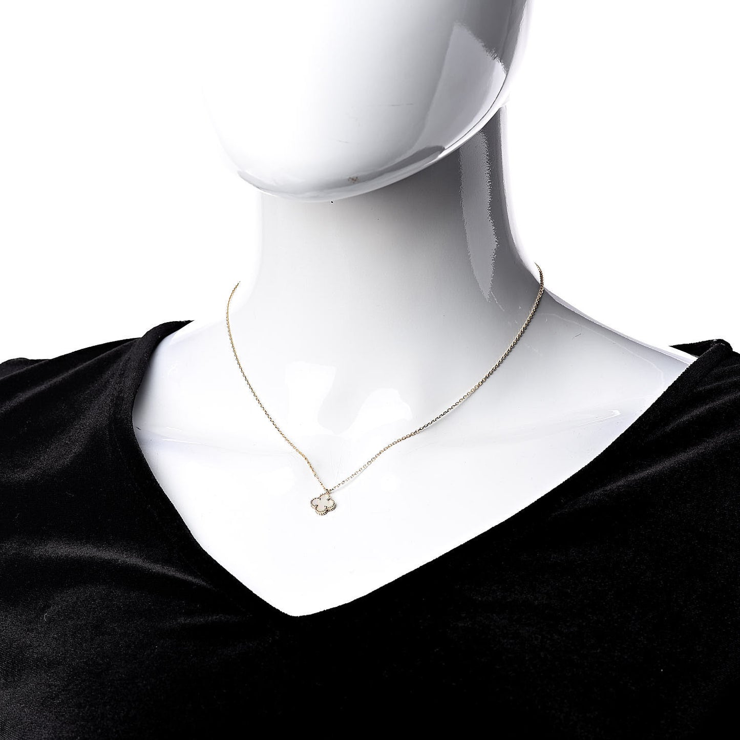 18K Yellow Gold Mother of Pearl Sweet Alhambra Pendant Necklace