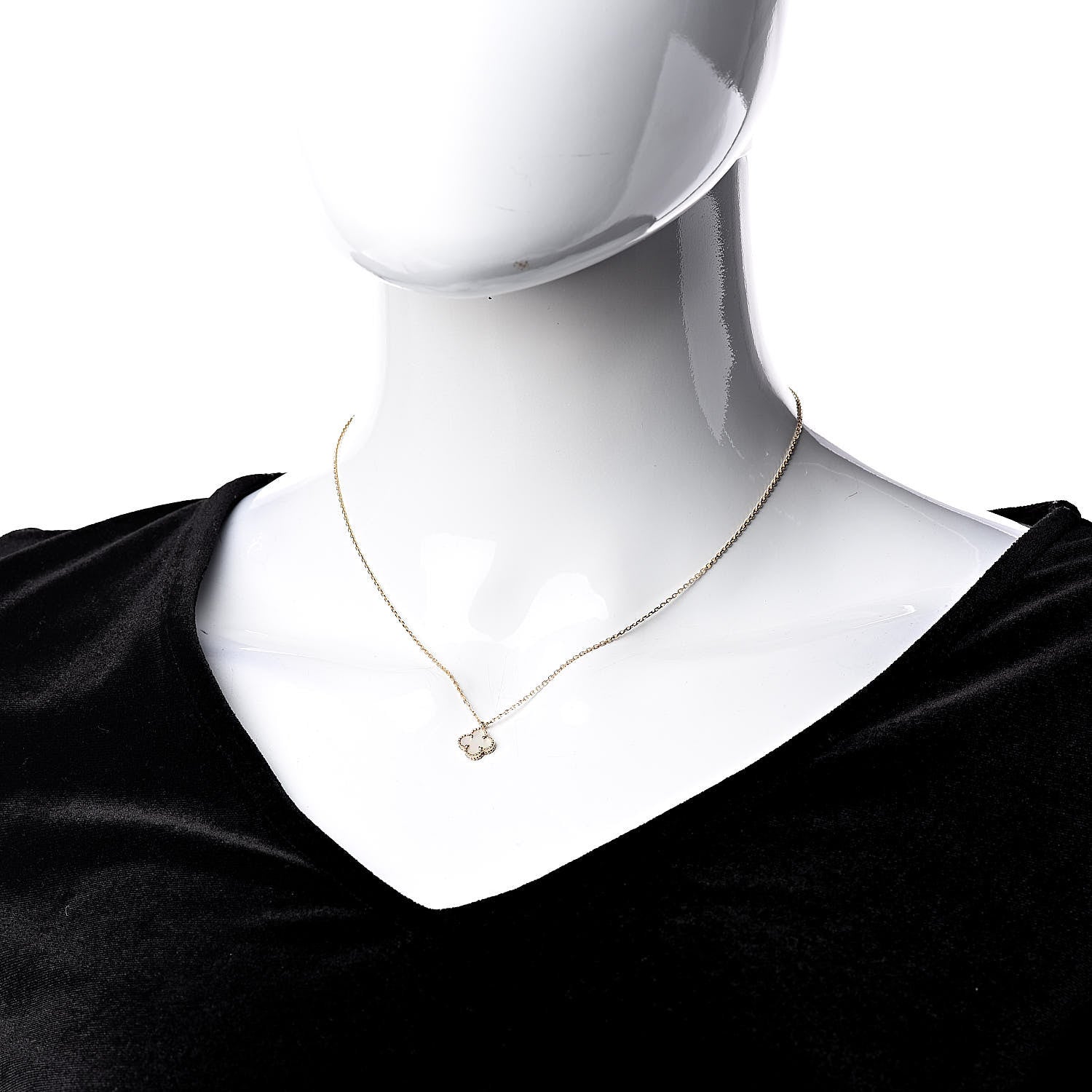 Van Cleef & Arpels 18K Yellow Gold Mother of Pearl Sweet Alhambra Pendant Necklace 2 of 6