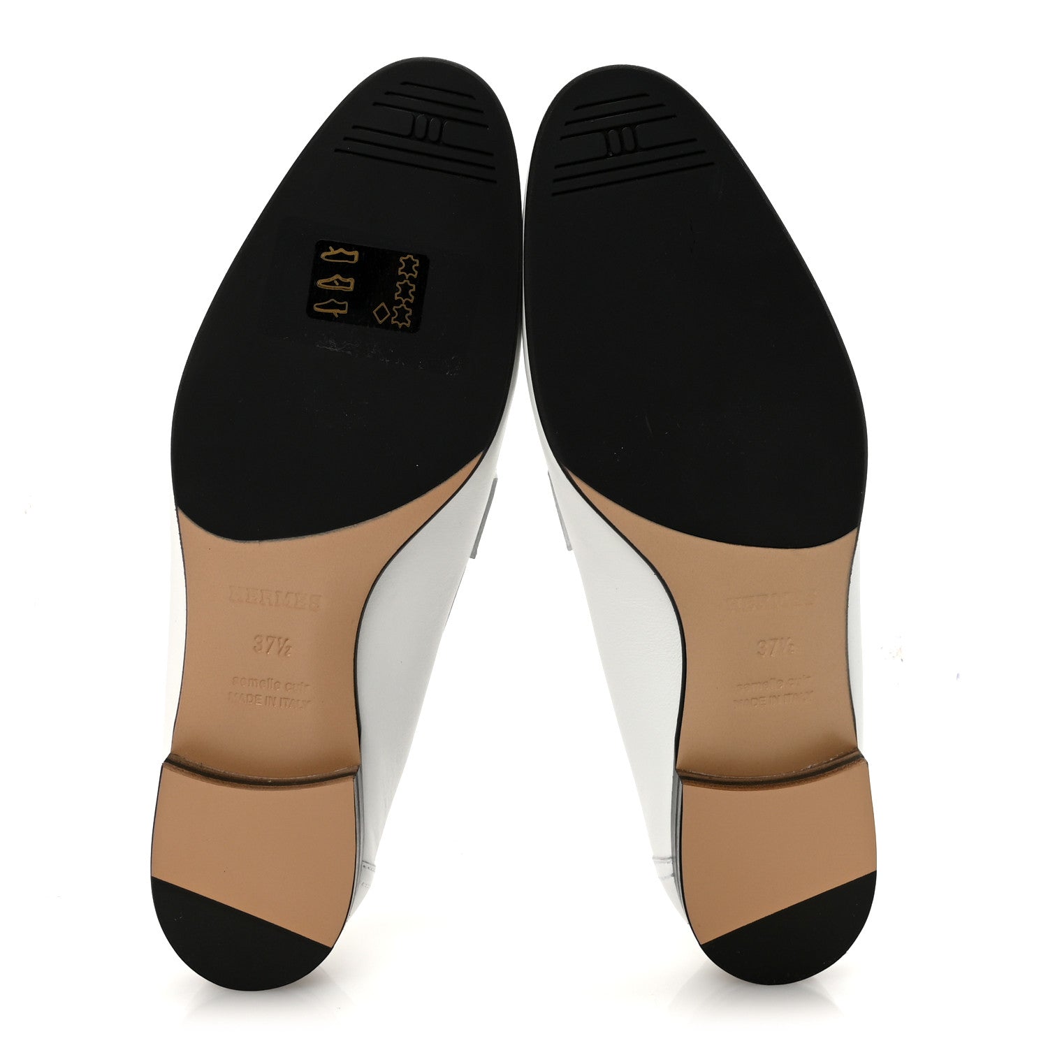 Hermes Calfskin Womens Paris Loafers 37.5 White Bois De Santal 6 of 10