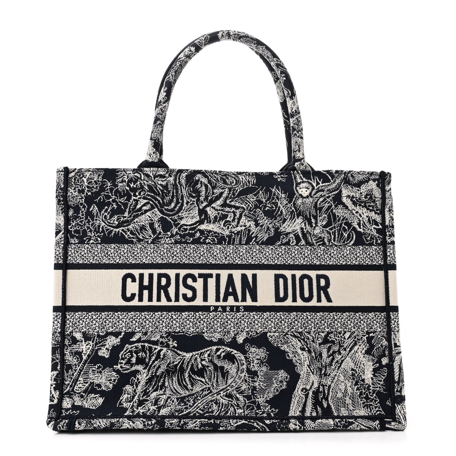 Christian Dior Canvas Embroidered Medium Dioriviera Toile De Jouy Reverse Book Tote Blue 1 of 11