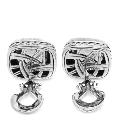 David Yurman Sterling Silver Diamond Prasiolite 20mm Albion Earrings 3 of 4