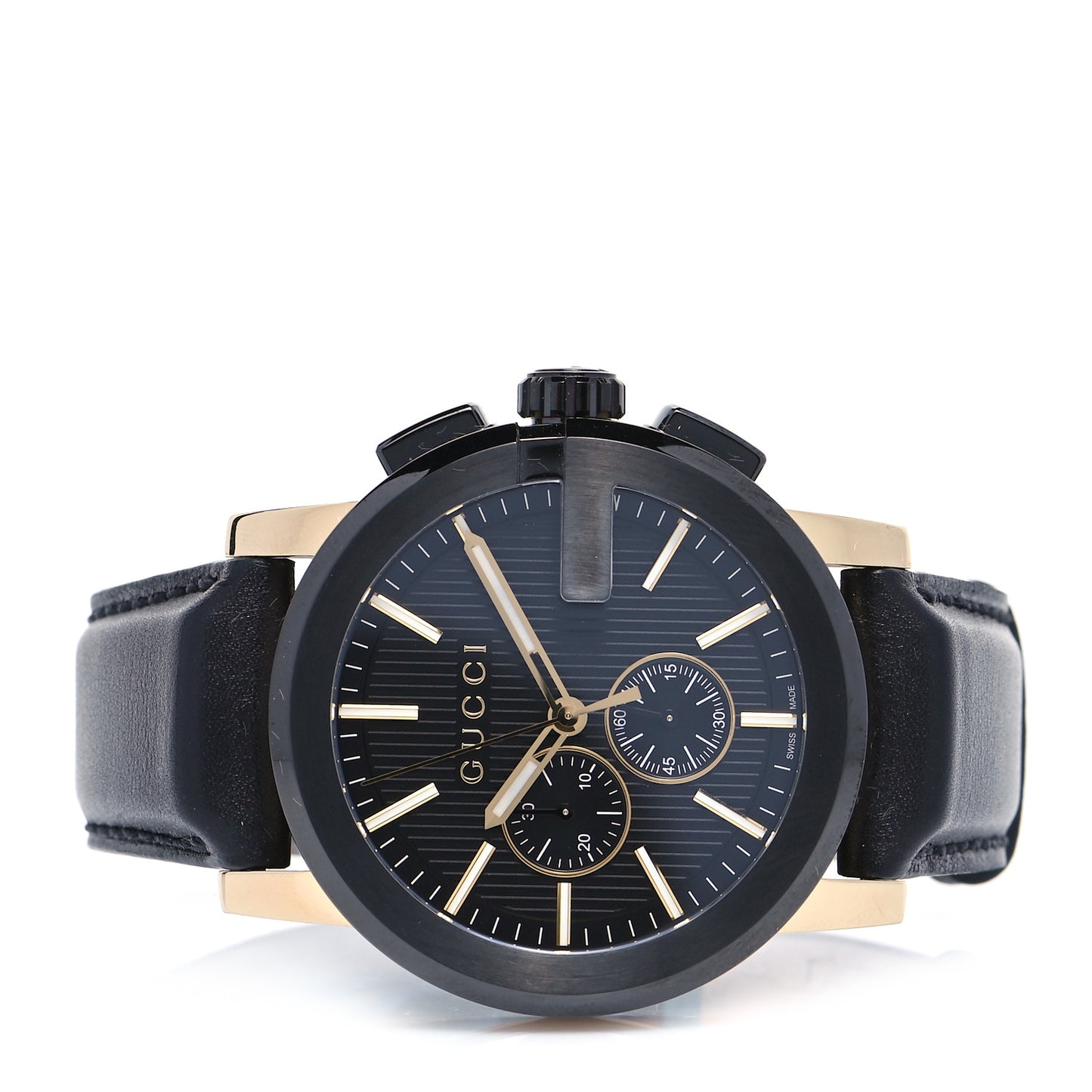 PVD Stainless Steel Calfskin 44mm G-Chrono Quartz Watch Black