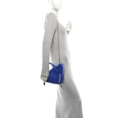 Balenciaga Shiny Day Calfskin Logo XS Triangle Chain Duffle Bleu Roi White 2 of 12