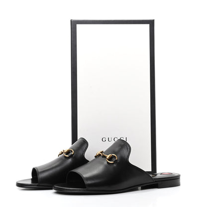 Gucci Malaga Kid Horsebit Slide Sandals 36 Black 8 of 8