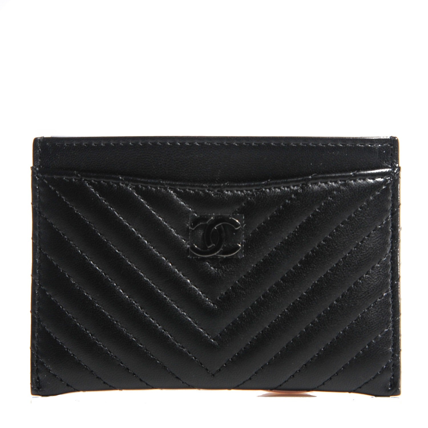 Chanel Lambskin Chevron Card Holder So Black 1 of 8