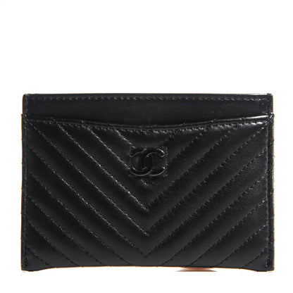 Chanel Lambskin Chevron Card Holder So Black 1 of 8