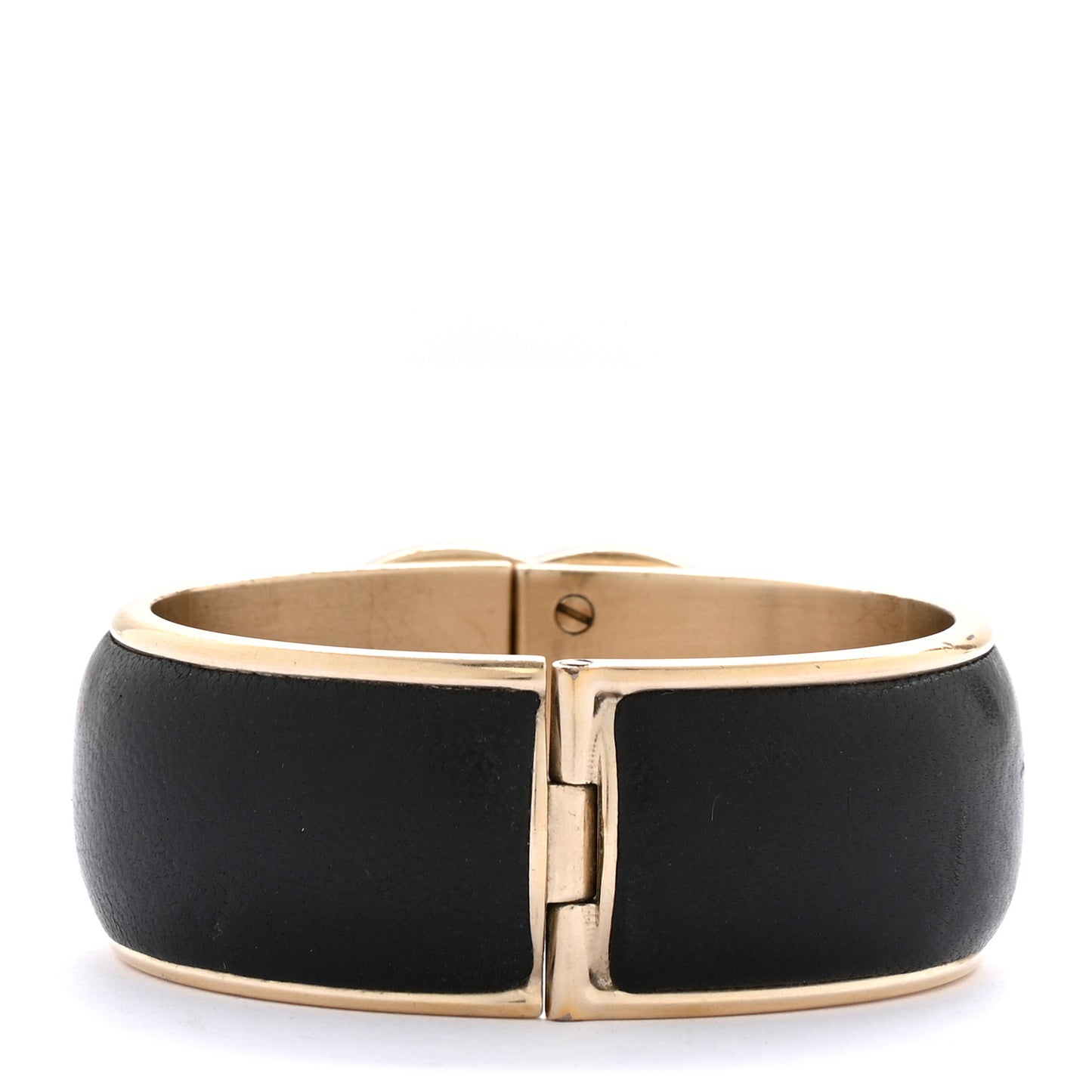 Lambskin CC Turnlock Cuff Bracelet Black Gold