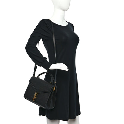 Saint Laurent Grain de Poudre Medium Classic Monogram Cassandra Top Handle Black 2 of 11