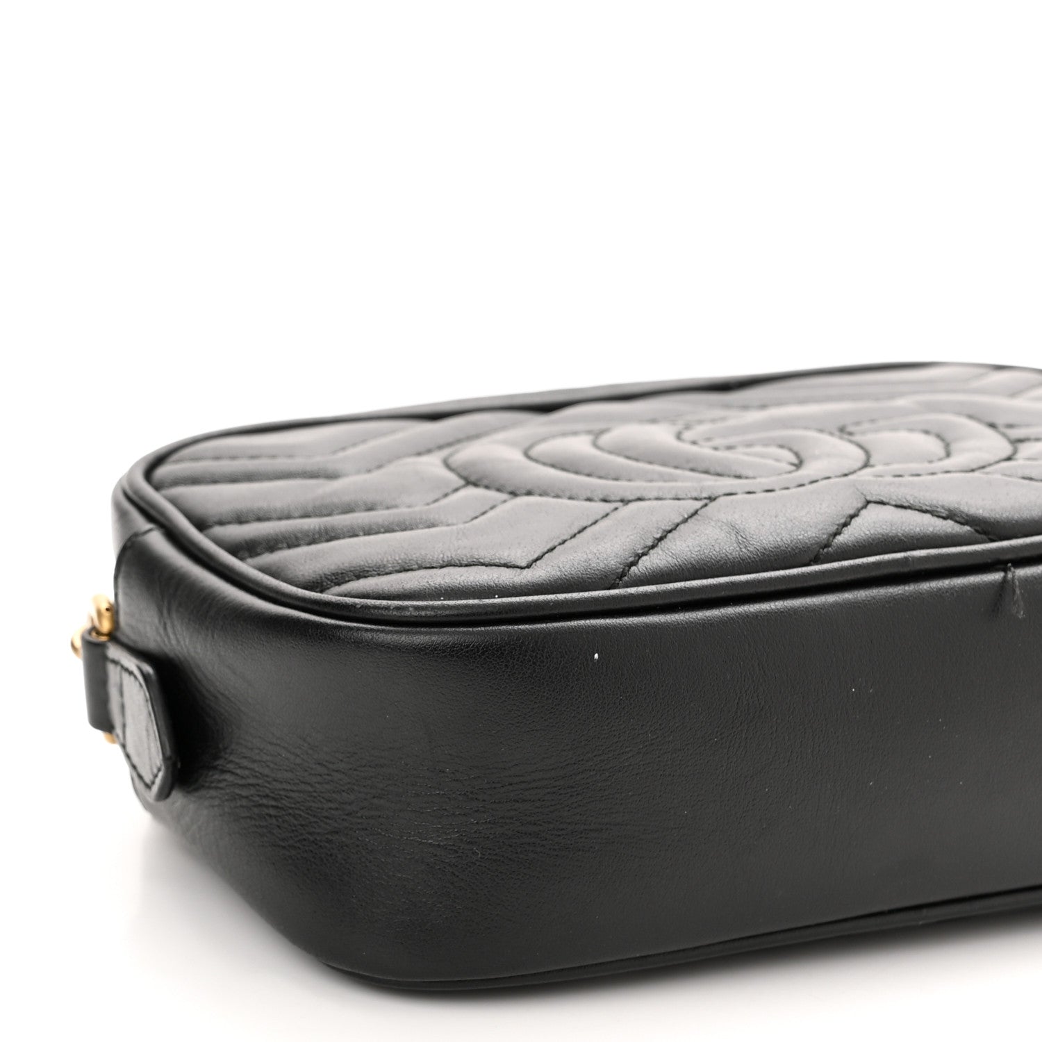Gucci Calfskin Matelasse Mini GG Marmont Chain Shoulder Bag Black 9 of 13