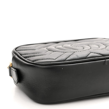 Gucci Calfskin Matelasse Mini GG Marmont Chain Shoulder Bag Black 9 of 13
